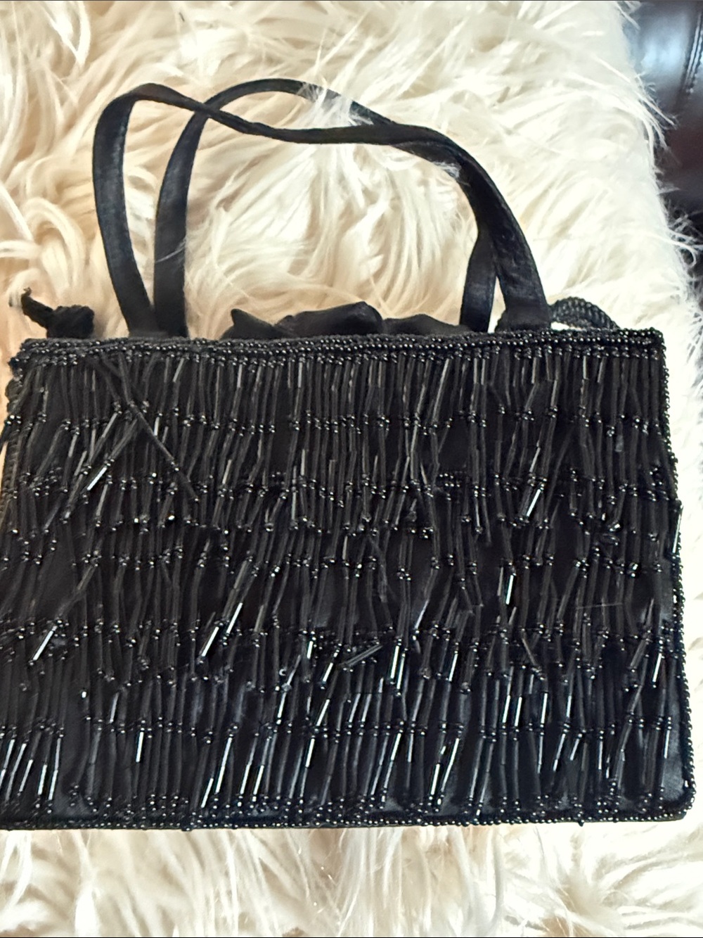 Small Black Beaded Evening bag! Like New!